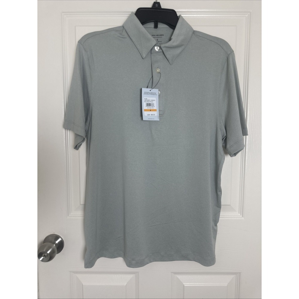 Van Heusen Men's Perform Small regular fit Stretch Polo Shirt‎ Gray NWT $50